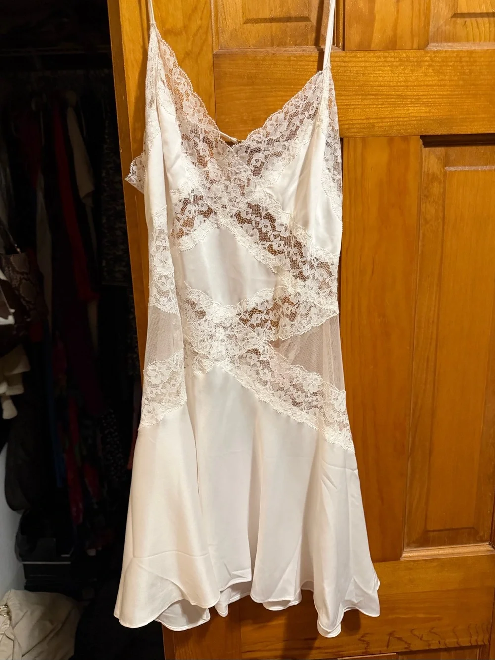 Victoria's Secret Ivory Lace Satin Chemise